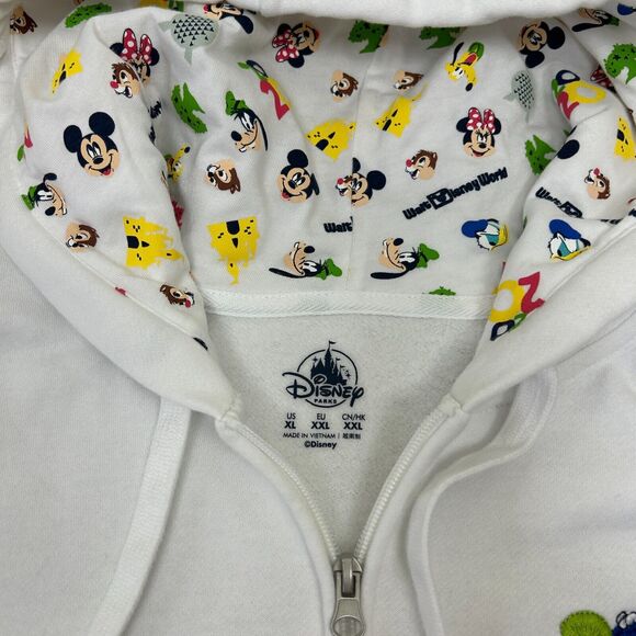 Disney Parks Full Zip Hoodie Womens XL Multicolor Mickey Minnie Embroidered - Picture 4 of 15
